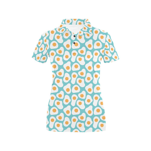 Fried Eggs Pattern Print Design 04 Women's All Over Print Polo Shirt