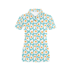 Fried Eggs Pattern Print Design 04 Women's All Over Print Polo Shirt