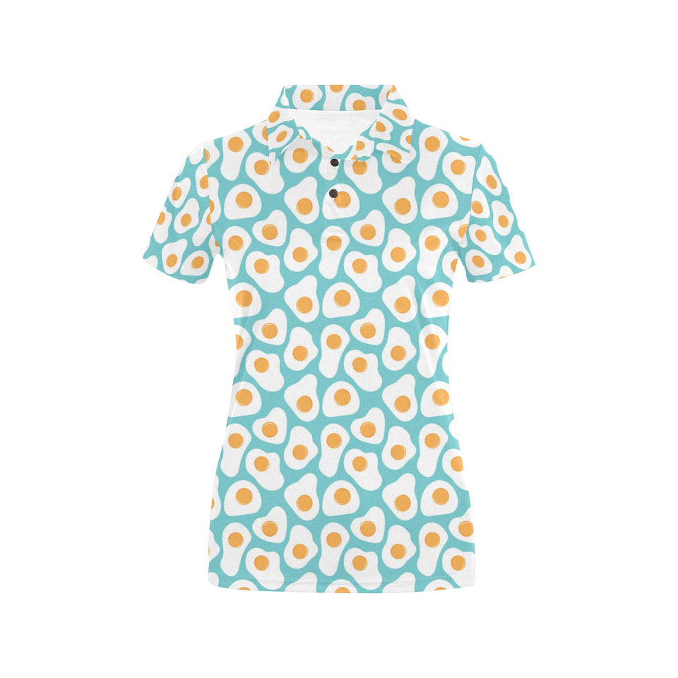 Fried Eggs Pattern Print Design 04 Women's All Over Print Polo Shirt