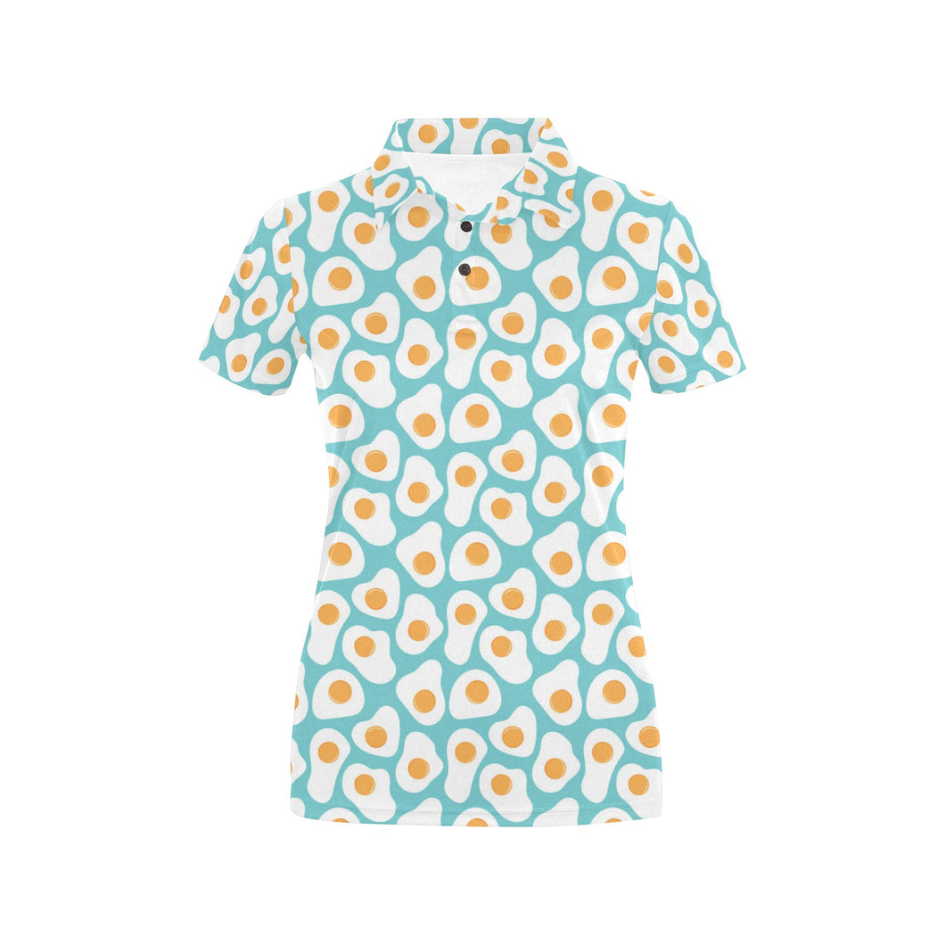 Fried Eggs Pattern Print Design 04 Women's All Over Print Polo Shirt