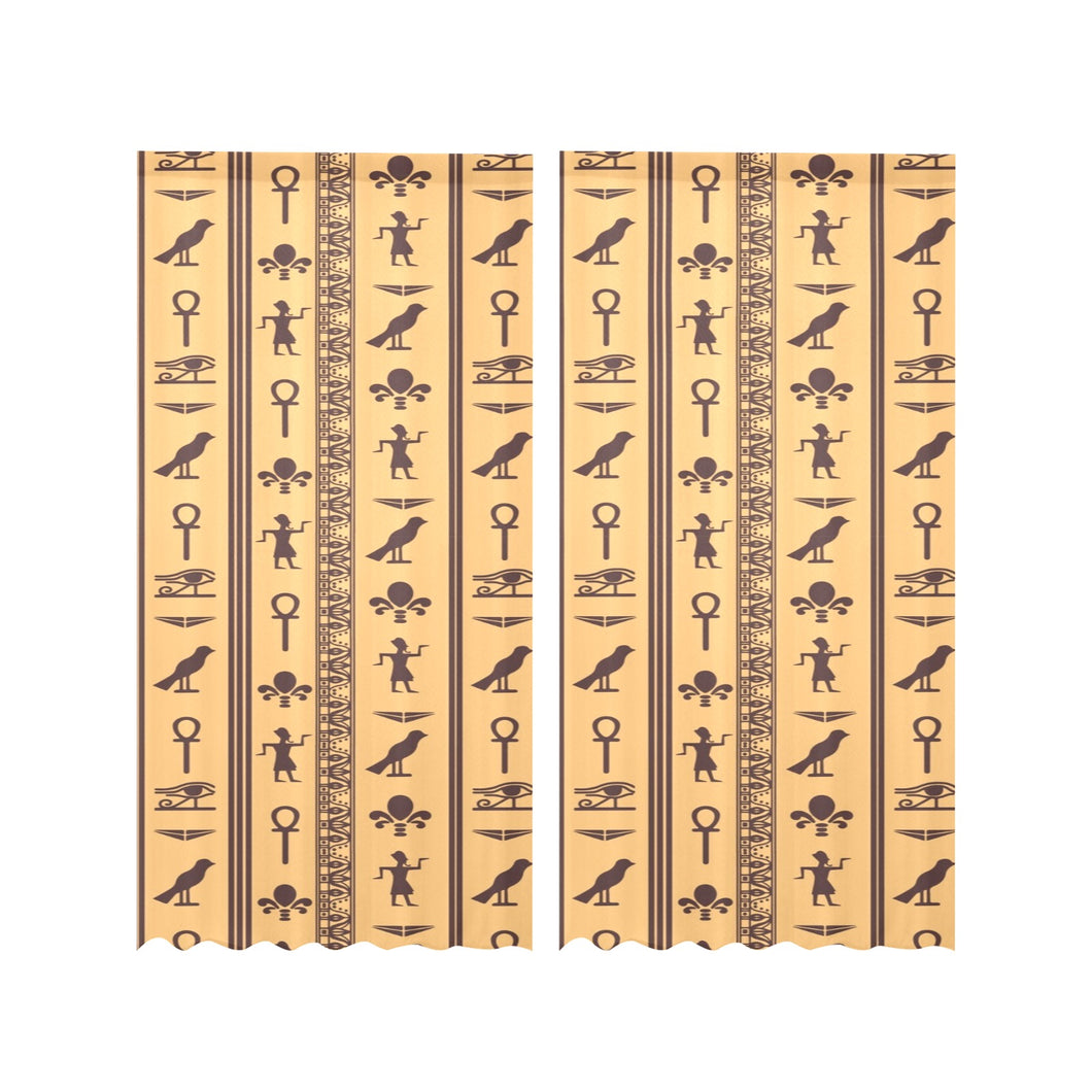 Egypt Hieroglyphics Pattern Print Design 02 Gauze Curtain