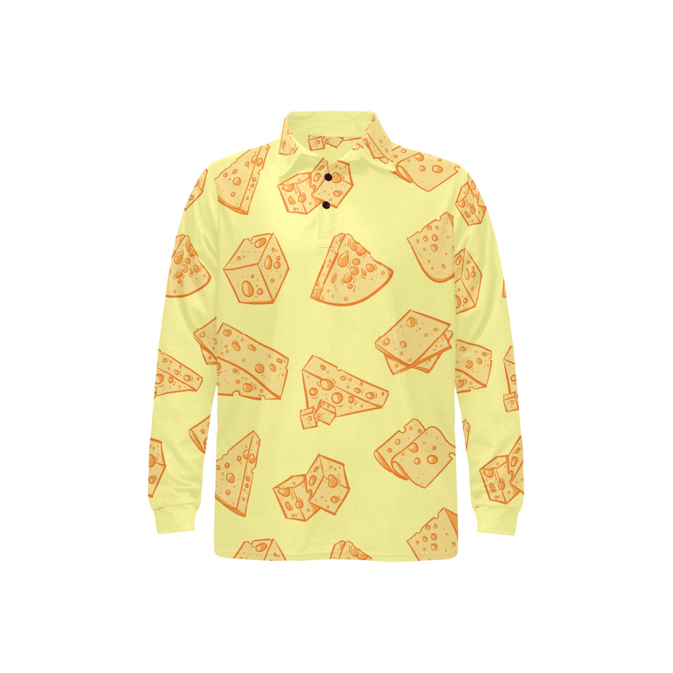Cheese design pattern Men's Long Sleeve Polo Shirt