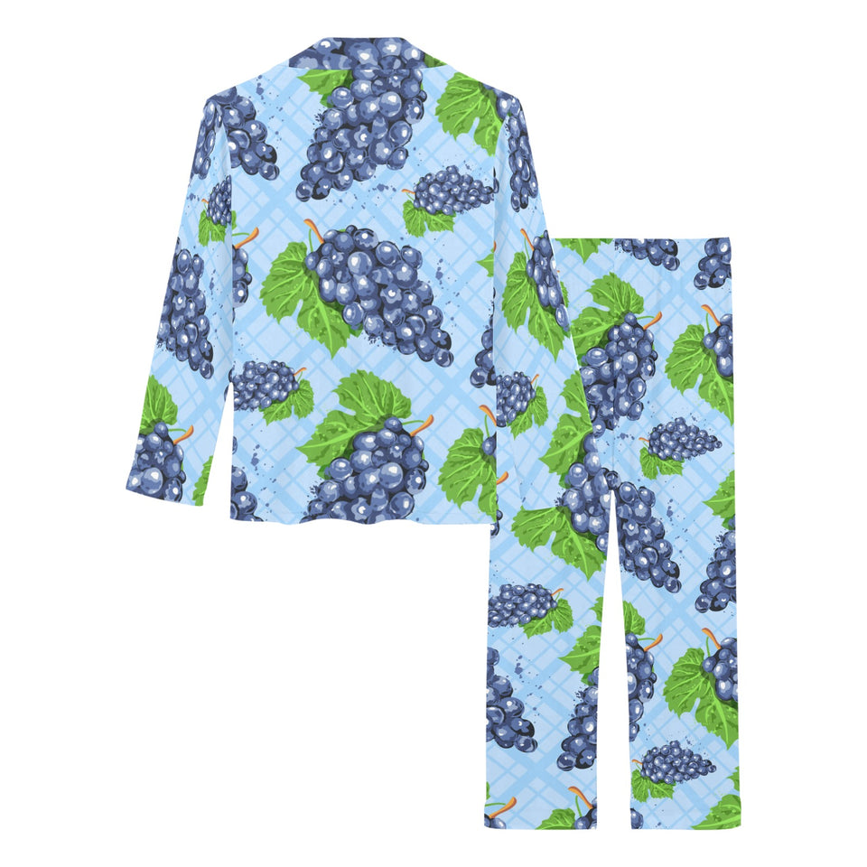 Watercolor grape pattern Women's Long Pajama Set