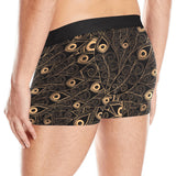 Gold peacock feather pattern Men's All Over Print Boxer Briefs Men's Underwear