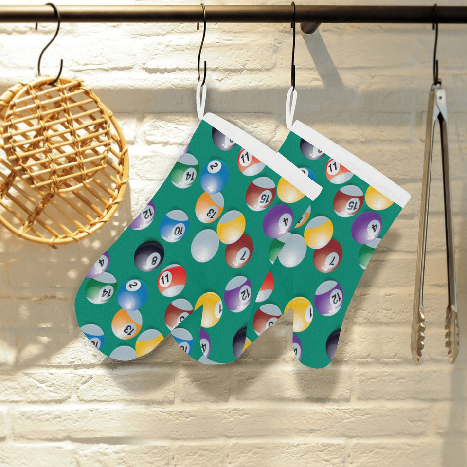 Billiard Ball Pattern Print Design 01 Heat Resistant Oven Mitts