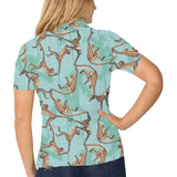 Monkey Palm tree background Women's All Over Print Polo Shirt