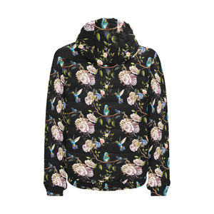 Hummingbird Pattern Print Design 03 Men's Padded Hooded Jacket