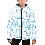 Watercolor dolphin pattern Kids' Boys' Girls' Padded Hooded Jacket