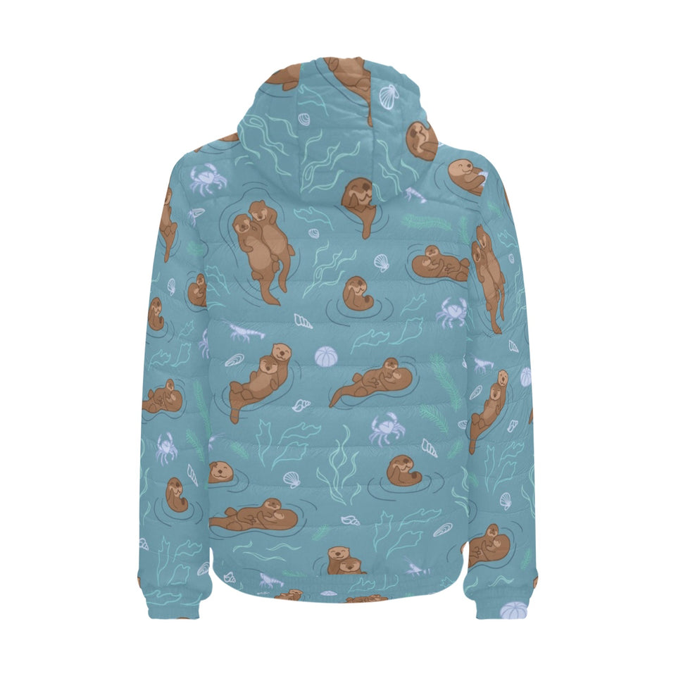 Sea otters pattern Men's Padded Hooded Jacket