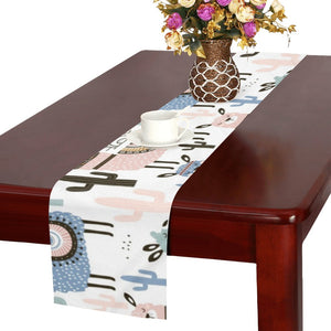 lama Alpaca cactus hand drawn pattern Table Runner