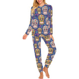 Sugar skull flower pattern Women's All Over Print Pajama Set