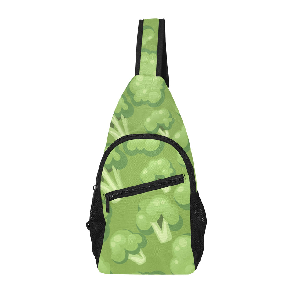 Broccoli pattern green background All Over Print Chest Bag
