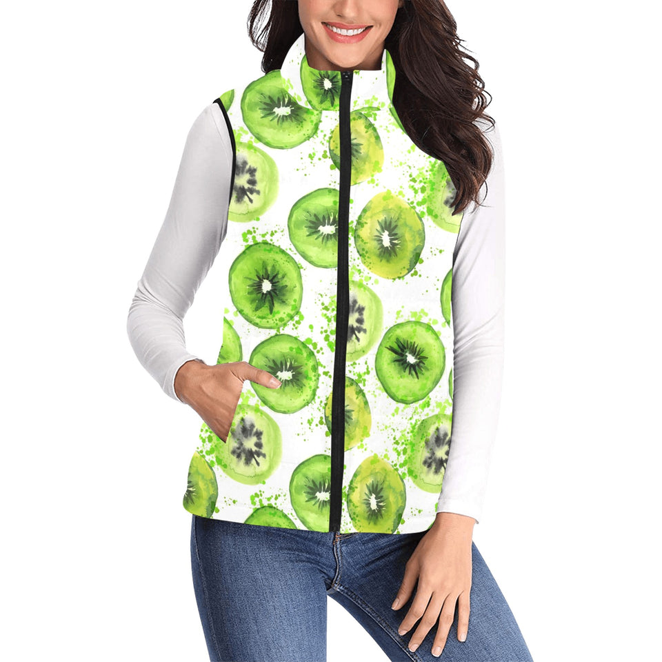 Watercolor kiwi pattern Women's Padded Vest