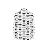 Mustache Beard Pattern Print Design 04 Women's Long Sleeve Polo Shirt