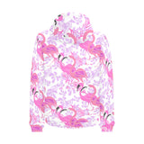 Pink flamingo flower pattern Men's Padded Hooded Jacket