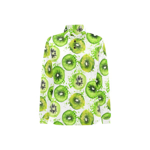 Watercolor kiwi pattern Women's Long Sleeve Polo Shirt
