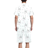 Cute goat design pattern Men's V-Neck Short Pajama Set