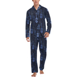 Blue Theme guitar pattern Men's Long Pajama Set