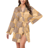 Bread Toast Pattern Print Design 04 Women's Long Sleeve Belted Night Robe