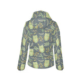 Cute owls leaves pattern Women's Padded Hooded Jacket