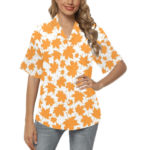 Orange Maple Leaf pattern Women's All Over Print Hawaiian Shirt