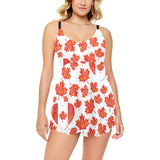 Canada Pattern Print Design 02 Chest Sexy Pleated Two Piece Swim Dress