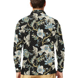 Japanese crane ornament elements Men's Long Sleeve Polo Shirt