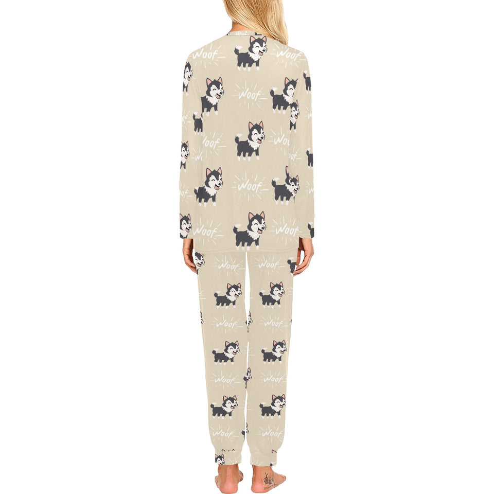 Cute Siberian Husky Women's All Over Print Pajama Set