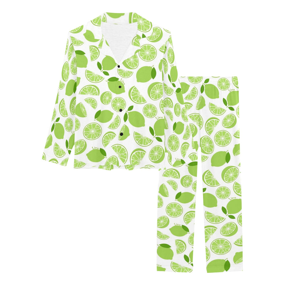 Lime design pattern Women's Long Pajama Set