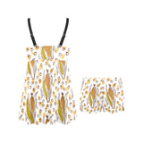 Corn Pattern Print Design 02 Chest Sexy Pleated Two Piece Swim Dress