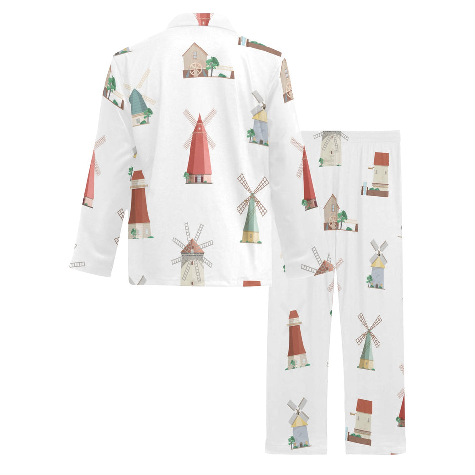 windmill design pattern Men's Long Pajama Set