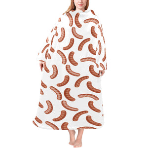 Sausage Pattern Print Design 04 Blanket Robe with Sleeves