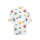 Colorful helicopter pattern Women's All Over Print Hawaiian Shirt