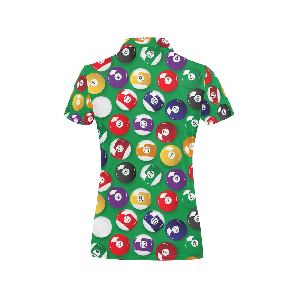 Billiard Ball Pattern Print Design 02 Women's All Over Print Polo Shirt