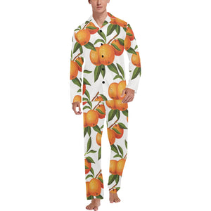 Oranges pattern background Men's Long Pajama Set
