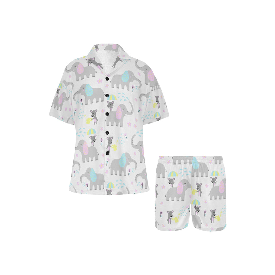 Cute elephant mouse pattern Women's V-Neck Short Pajama Set