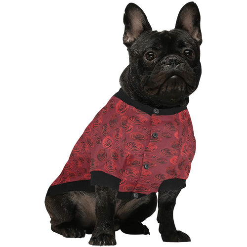 Rose Pattern Print Design 03 All Over Print Pet Dog Round Neck Fuzzy Shirt
