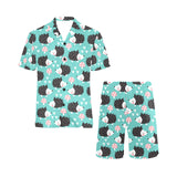 Hedgehog Pattern Print Design 03 Men's V-Neck Short Pajama Set