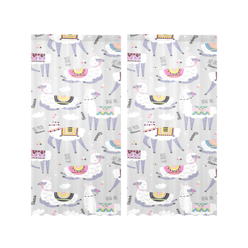 Cute Llama Alpaca pattern Gauze Curtain