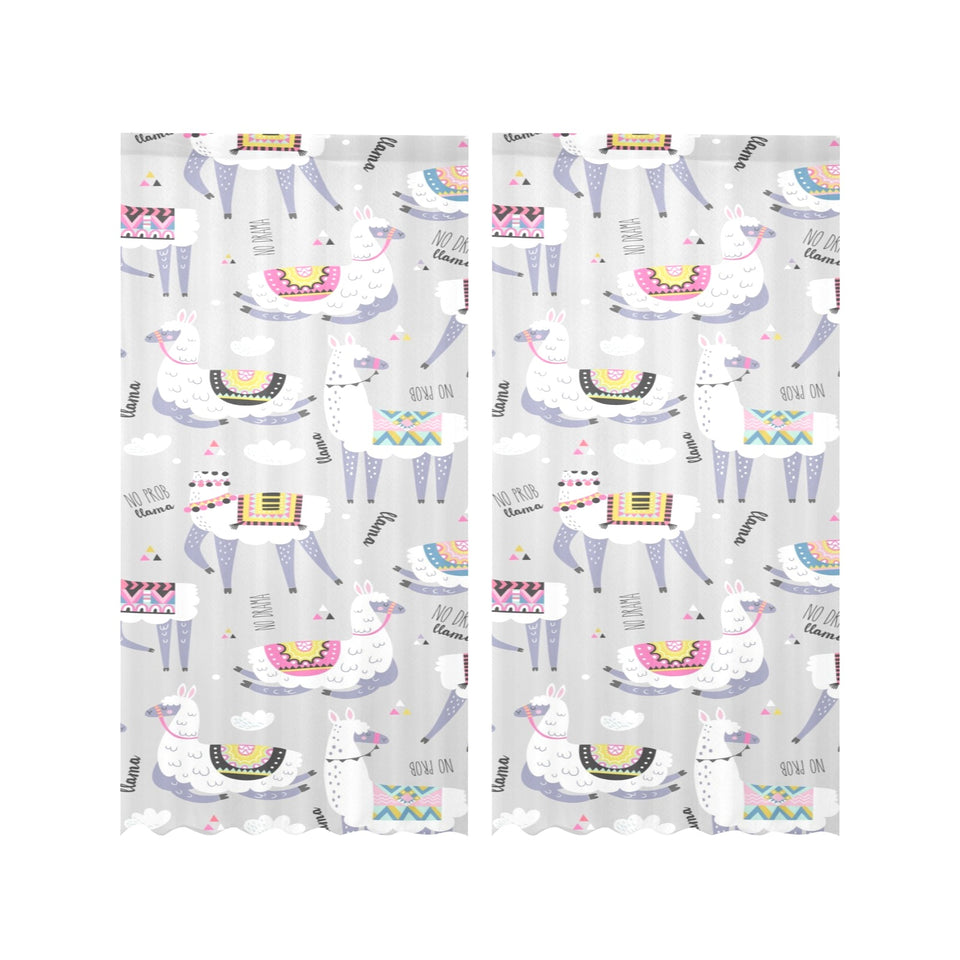Cute Llama Alpaca pattern Gauze Curtain