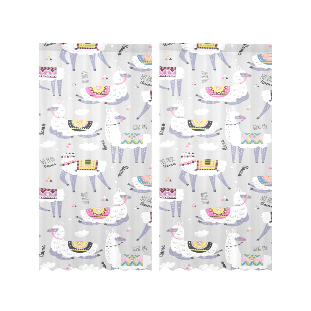 Cute Llama Alpaca pattern Gauze Curtain
