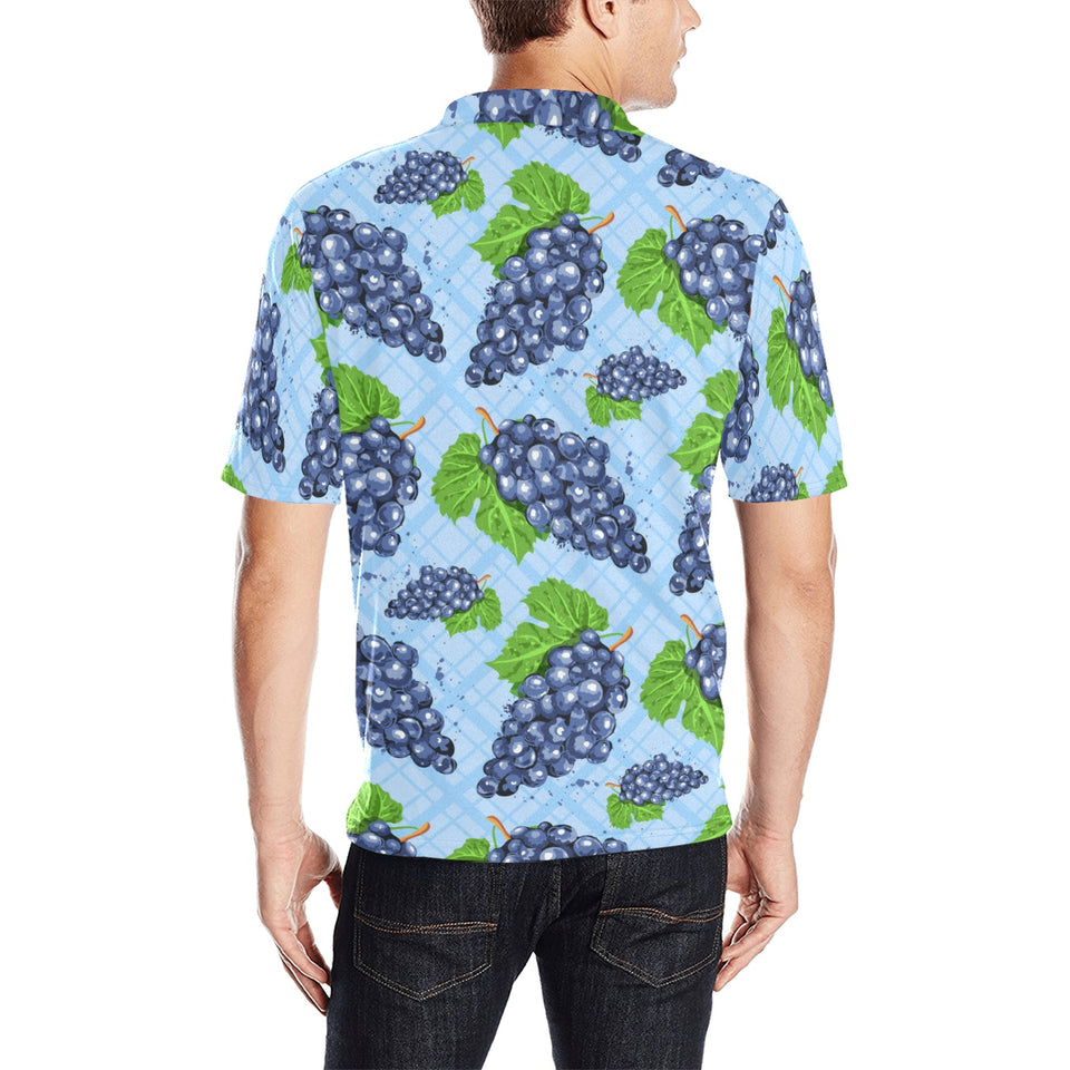 Watercolor grape pattern Men's All Over Print Polo Shirt