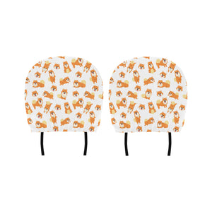 Brown pomeranian pattern Car Headrest Cover