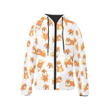 Brown pomeranian pattern Women's Padded Hooded Jacket