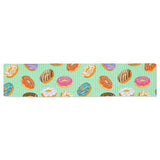 Colorful donut pattern green background Table Runner