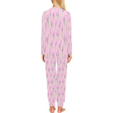 Lavender pattern pink background Women's All Over Print Pajama Set