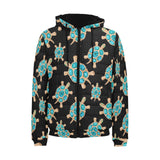 Sea turtle blue stone pattern Men's Padded Hooded Jacket