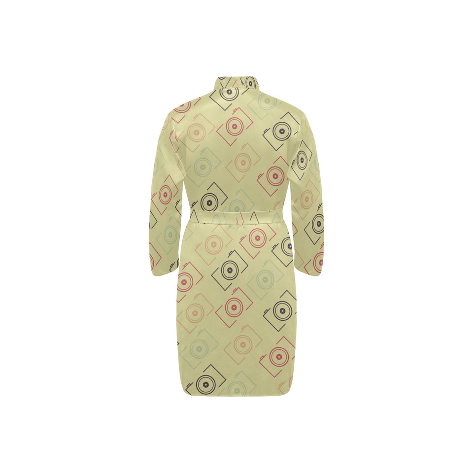Camera Pattern Print Design 01 Men's Long Sleeve Belted Night Robe