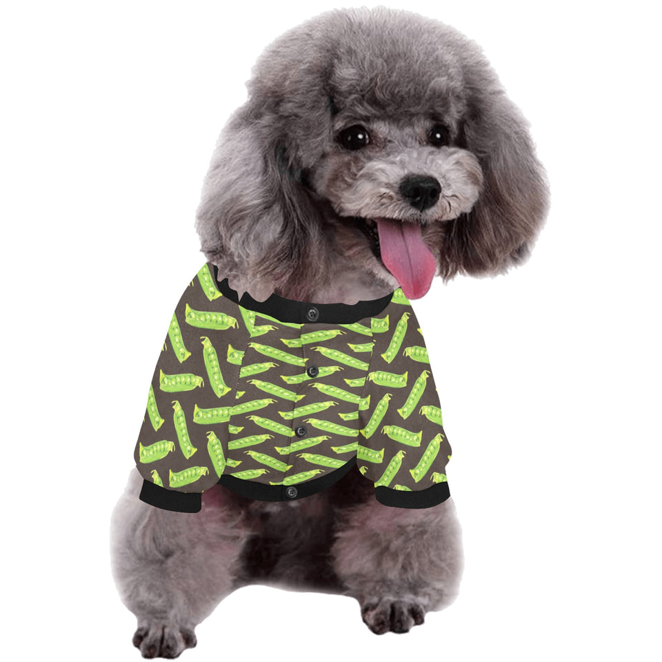 Green Peas Pattern Print Design 05 All Over Print Pet Dog Round Neck Fuzzy Shirt