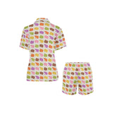Hippopotamus Pattern Print Design 01 Women's V-Neck Short Pajama Set